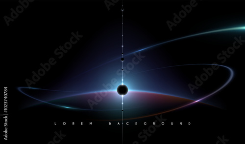 Space background with planets and light effects