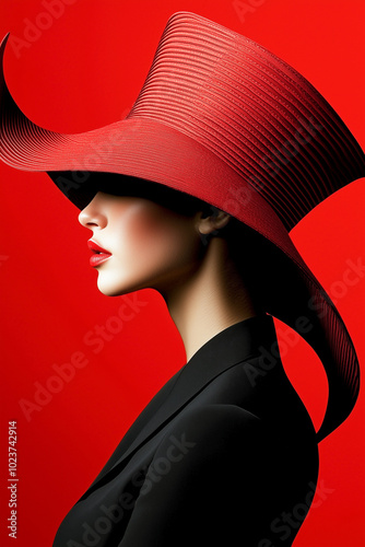 Wallpaper Mural A woman wearing a red hat and red lipstick Torontodigital.ca