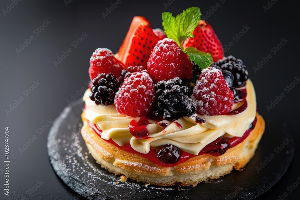 Sweet dessert on a black background Sweet dessert on a black background