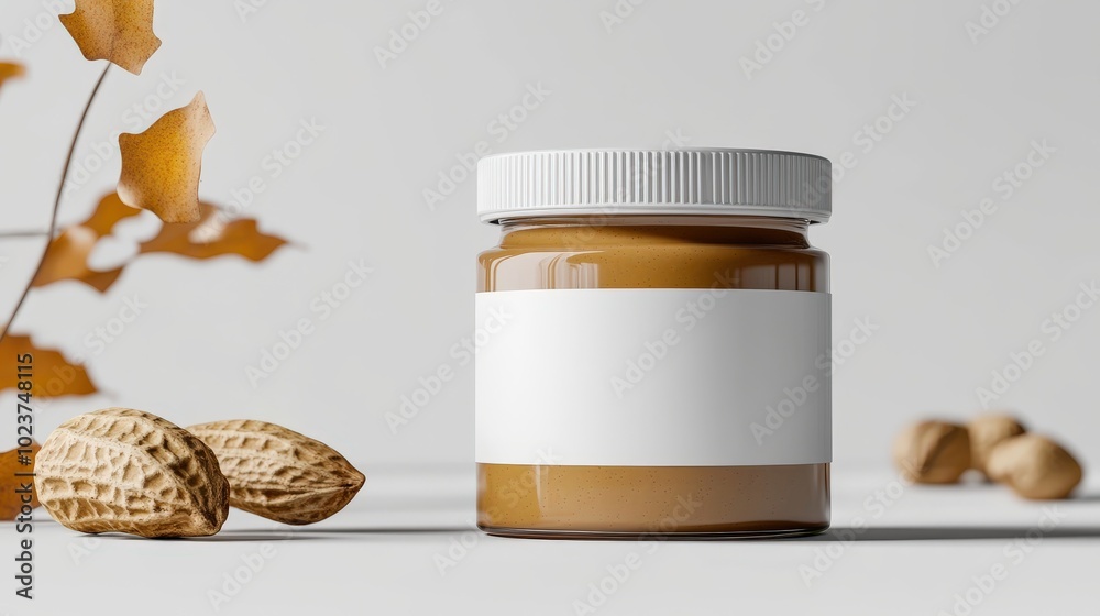 Jar Mockup for Nut Butters. Blank Label Design for Almond, Cashew, and Peanut Butter. Perfect for Advertising and Branding Jar Mockup for Nut Butters. Blank Label Design for Almond, Cashew, and Peanut Butter. Perfect for Advertising and Branding
