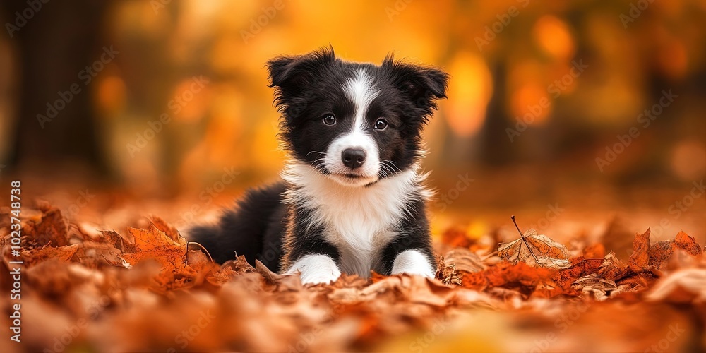 border collie puppy in the fall border collie puppy in the fall