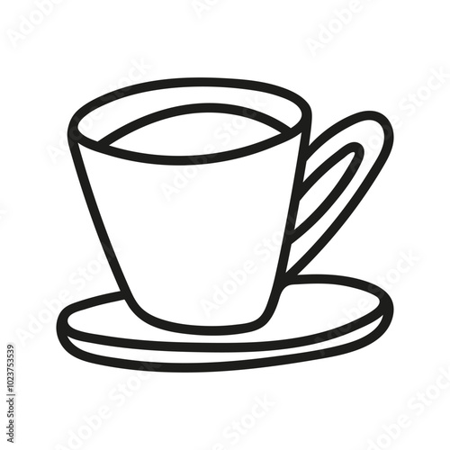 Simple hand drawn coffee cup or tea, americano or cappuccino. Kitchen utensils doodle illustration