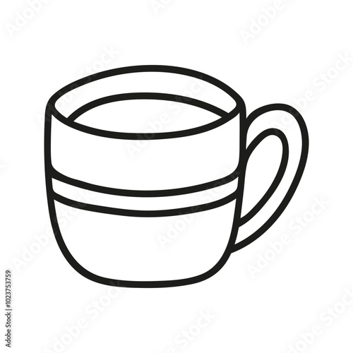 Simple hand drawn coffee cup or tea, americano or cappuccino. Kitchen utensils doodle illustration