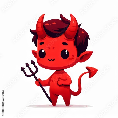 red devil character, demon icon isolated on white background