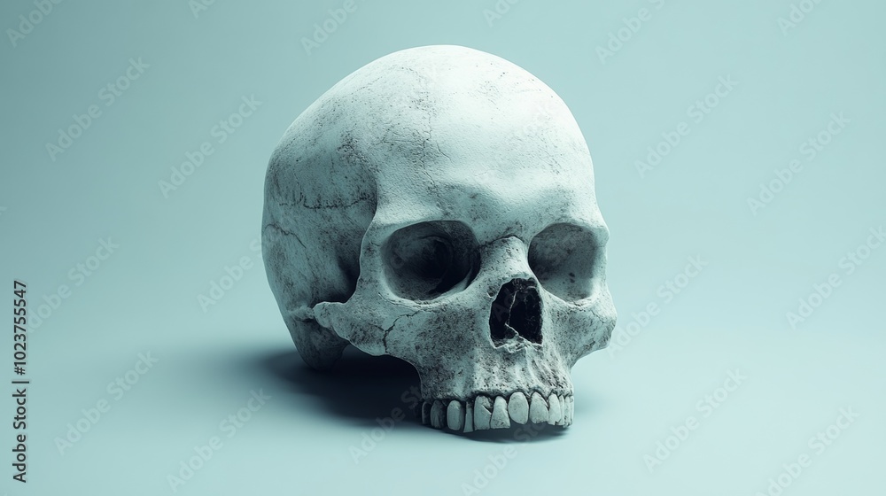 A skull is shown in a white color A skull is shown in a white color