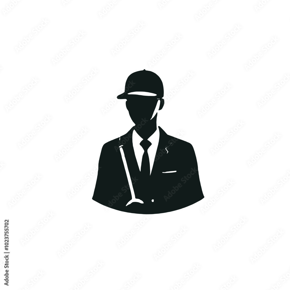 Obraz premium A silhouette of a man wearing a hat and holding a magnifying glass, 