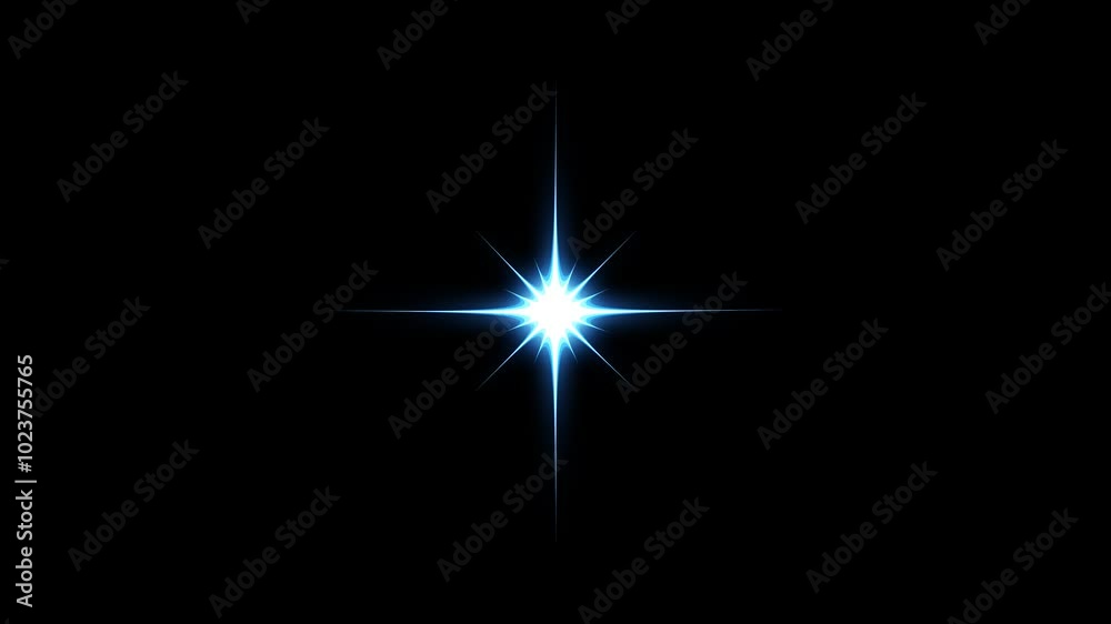 Star twinkling, Sparkle Star animation, blinking light effect on transparent background with alpha channel. 4K loop animation