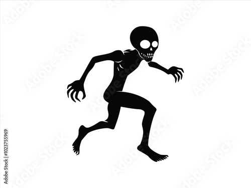 Running Skeleton Silhouettes – Halloween Creepy Skeleton Figures in Motion.