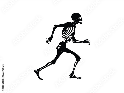 Running Skeleton Silhouettes – Halloween Creepy Skeleton Figures in Motion.