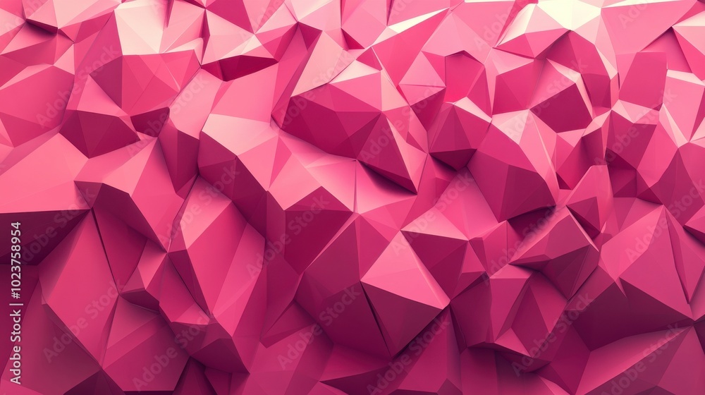 Obraz premium Abstract geometric pattern with pink 3D triangular shapes. 