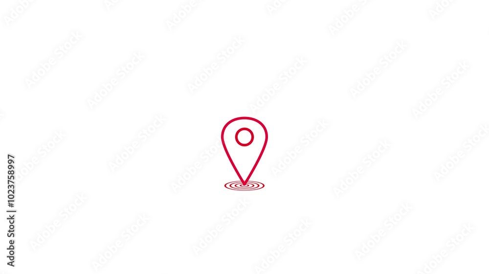 GPS Location rad color icon tracking animation on white background.