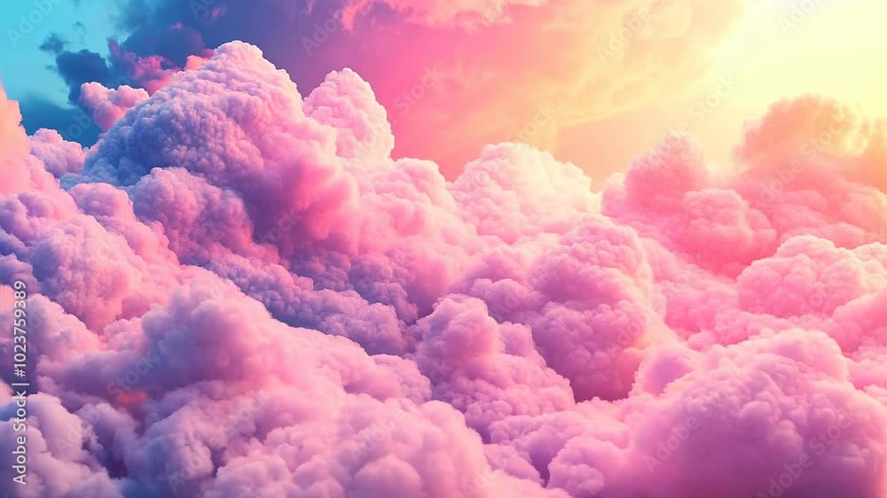 Dreamy Pink Clouds with Vibrant Sunrise in Tranquil Sky Scene Dreamy Pink Clouds with Vibrant Sunrise in Tranquil Sky Scene
