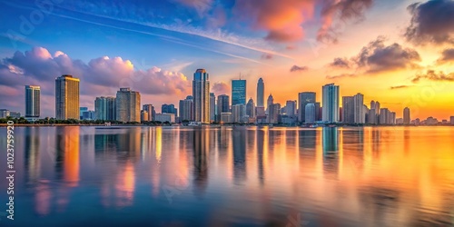 Miami skyline during sunrise in Florida