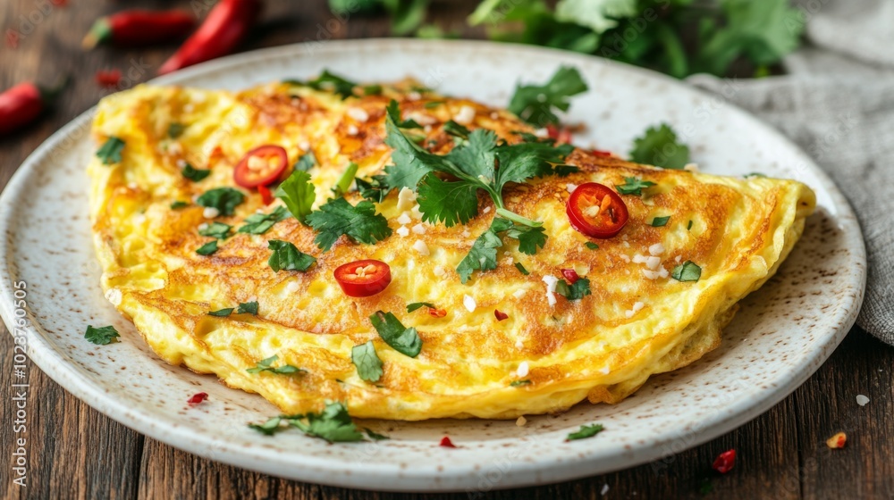 Delicious Omelette with Fresh Herbs and Spices Delicious Omelette with Fresh Herbs and Spices