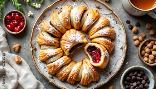 Rugelach: Traditional Jewish Pastry with Fruit and Nut Filling (Jewish Cuisine) photo