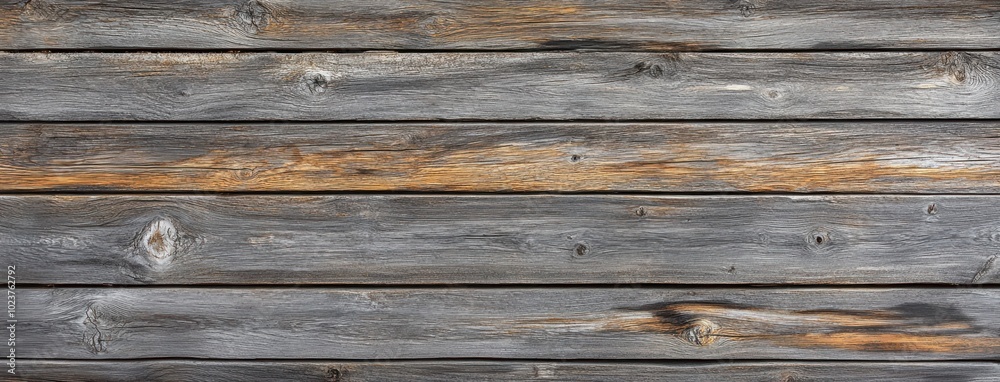 Obraz premium Aged wooden planks with weathered texture and natural grai.