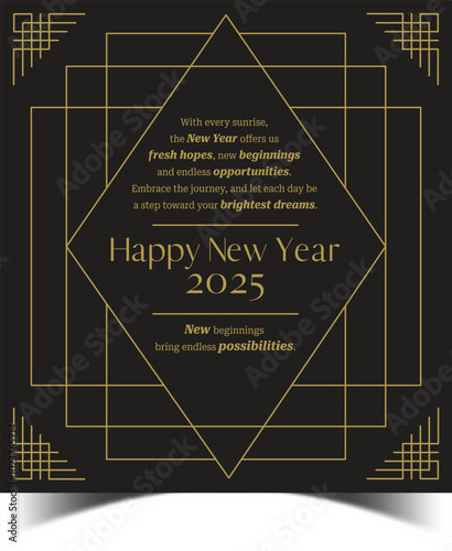 Beautiful Happy New Year Greeting Card 2025