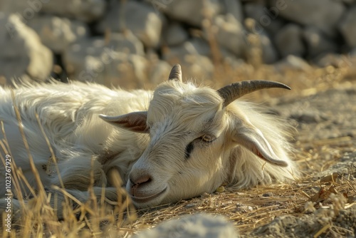 Goat hair on the ground. Goat hair nature ecology farm