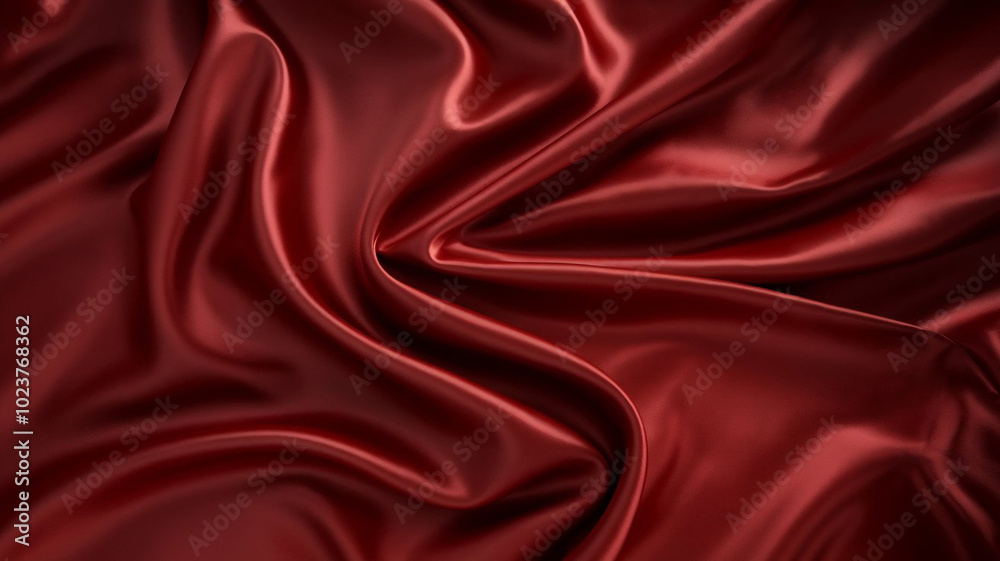 Fototapeta premium Smooth Red Satin Fabric Texture Background Luxurious Drape Soft Material