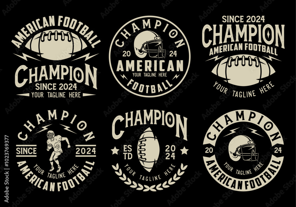 Obraz premium Set of sports logos, games in American football. Football logos collection. American football league labels, emblems and design elements