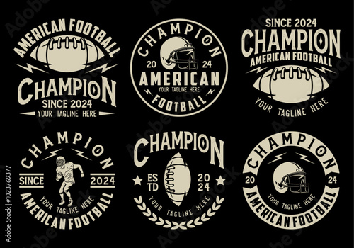 Set of sports logos, games in American football. Football logos collection. American football league labels, emblems and design elements