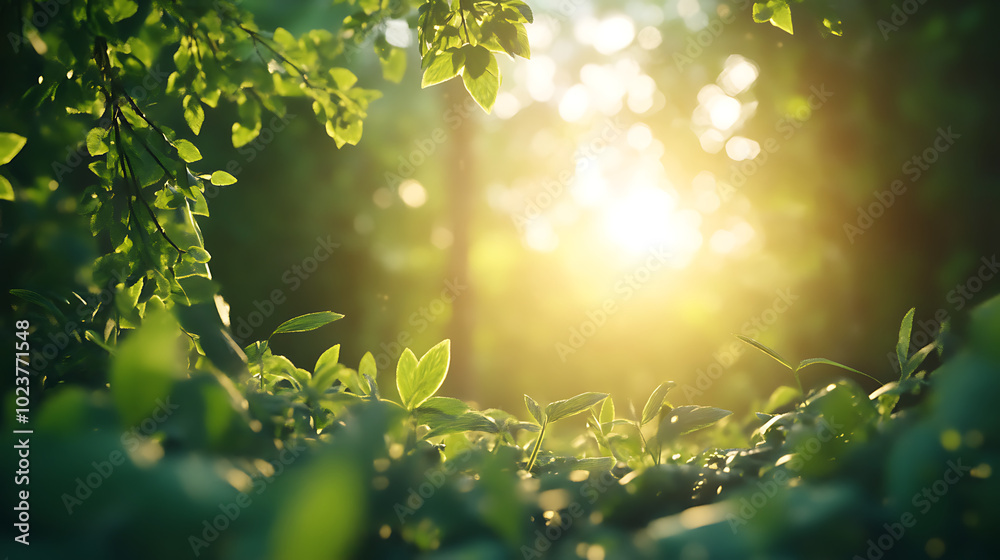 A high-resolution shot of a peaceful forest scene, with sunlight breaking through the tree canopy A high-resolution shot of a peaceful forest scene, with sunlight breaking through the tree canopy