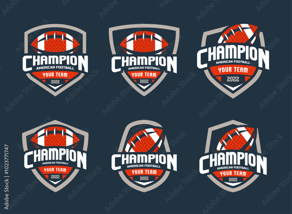 Obraz premium Set of sports logos, games in American football. Football logos collection. American football league labels, emblems and design elements
