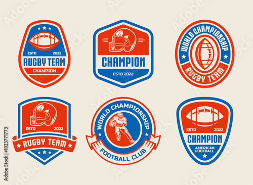 Set of sports logos, games in American football. Football logos collection. American football league labels, emblems and design elements