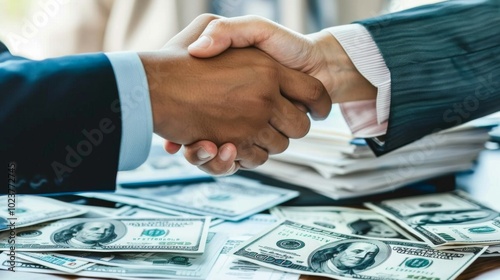 A handshake symbolizes a successful business transaction between two individuals.