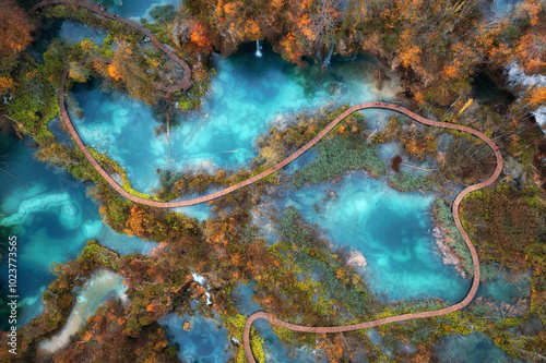 Aerial view of blue lakes i...