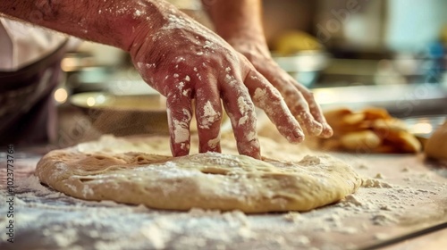 Hands-on techniques for dough preparation captured through close photography.