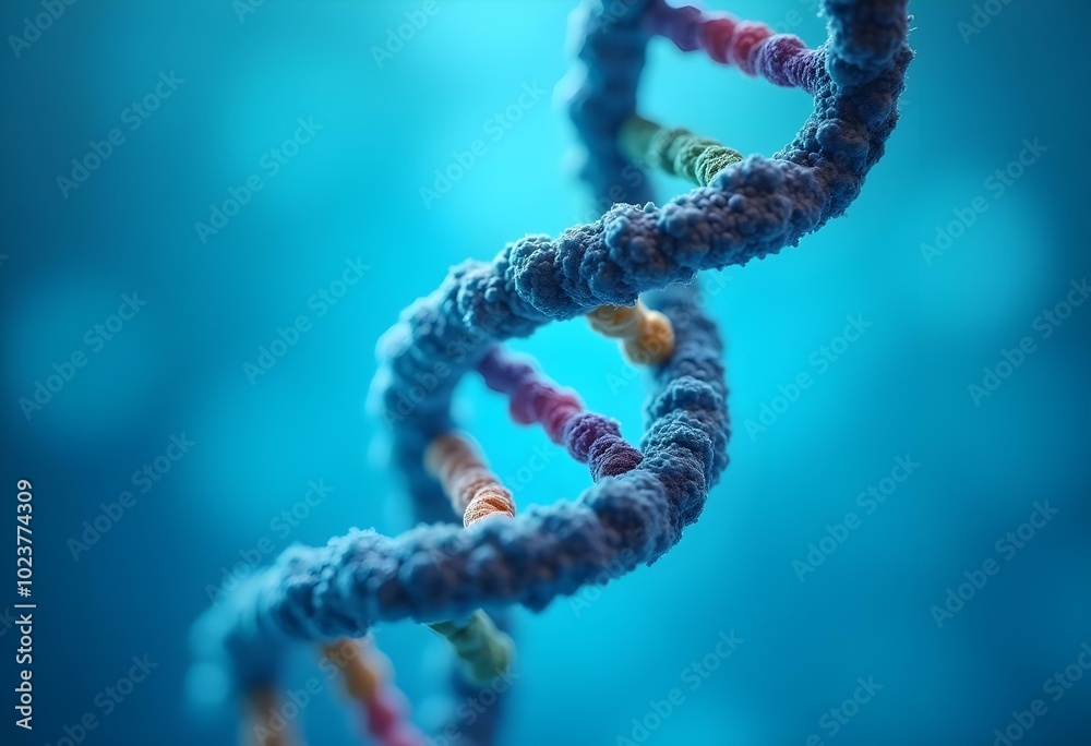 A close-up view of a DNA double helix structure create with ai A close-up view of a DNA double helix structure create with ai