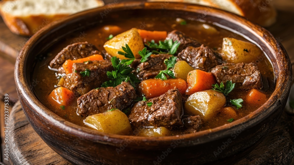 Hearty Beef Stew with Vegetables and Crusty Bread for Comfort Food Lovers Hearty Beef Stew with Vegetables and Crusty Bread for Comfort Food Lovers