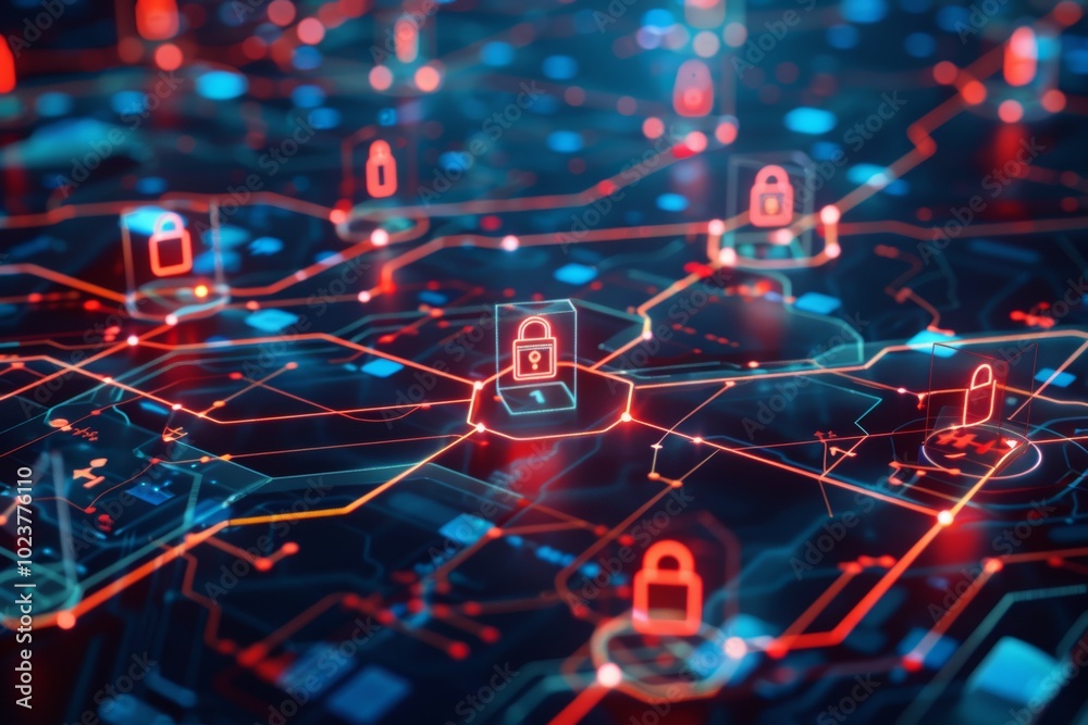 Abstract idea highlighting network security.