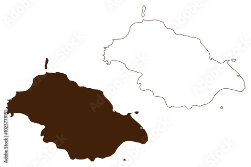 Pitcairn island (United Kingdom of Great Britain and Northern Ireland, Pacific Ocean, Pitcairn Islands Archipelago, UK, British Overseas Territory) map vector illustration, scribble sketch map