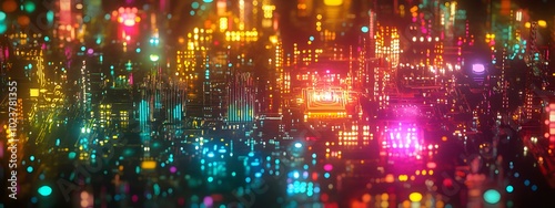 Wallpaper Mural A background of a digital circuit board with glowing lines and neon lights, representing the high-tech nature of AI technology Torontodigital.ca