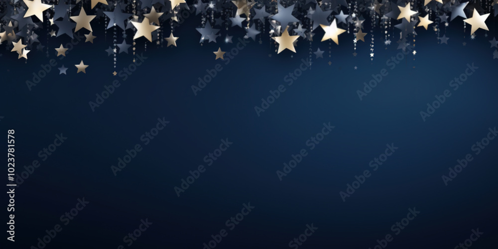 Shining Christmas stars with glittering on dark blue background with copy space. Christmas banner design Shining Christmas stars with glittering on dark blue background with copy space. Christmas banner design