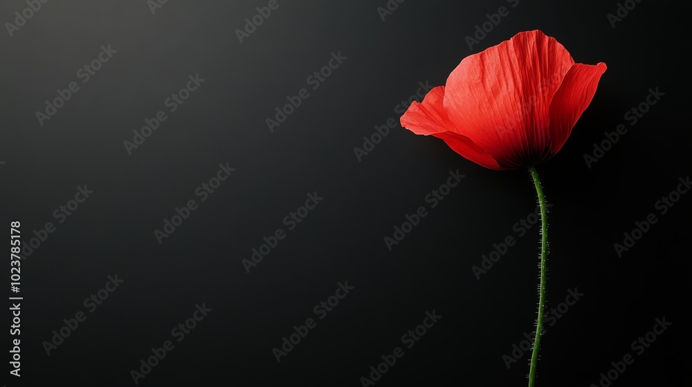 Clean and simple design with a single poppy petal on a black background. Clean and simple design with a single poppy petal on a black background.