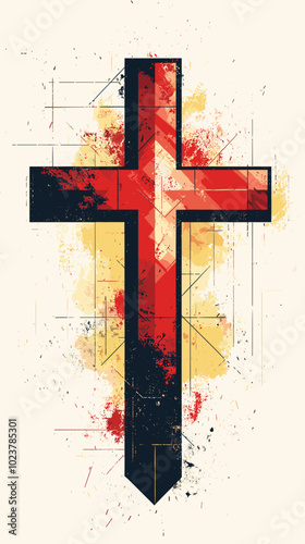 Flat vector illustration of a cross the religious symbol of christianity religion icon