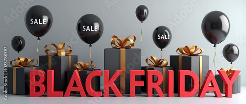 Black Friday Rabatt Angebote mit Geschenken und Ballons photo