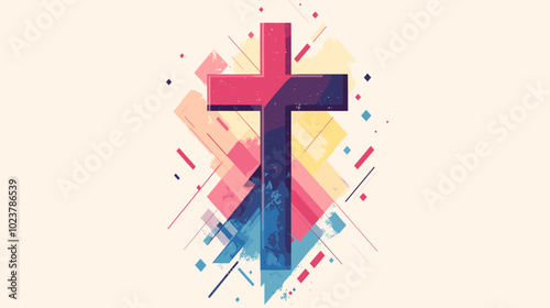 Flat vector illustration of a cross the religious symbol of christianity religion icon