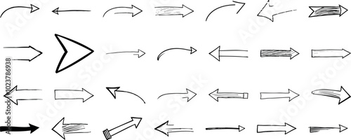 A collection of hand-drawn arrows pointing in various directions.