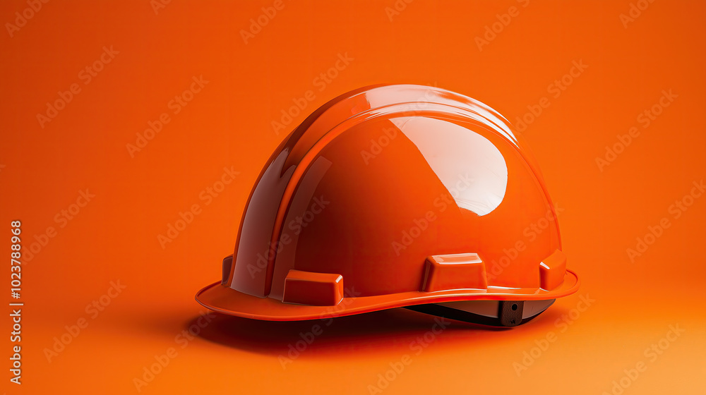 Hard hat helmet for construction safety on an orange background with copy space for your text. Safety worker equipment. Hard hat helmet for construction safety on an orange background with copy space for your text. Safety worker equipment.