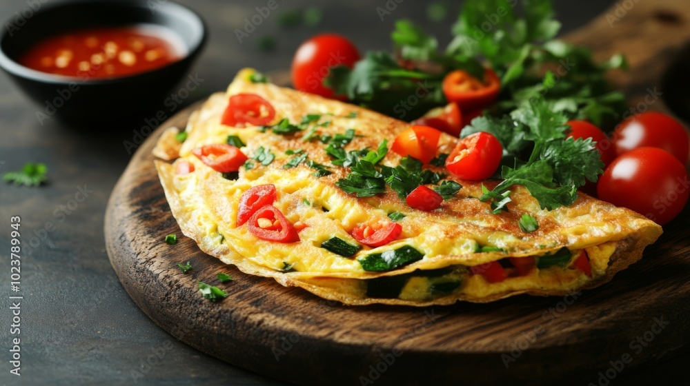 Fresh Vegetable Omelette with Herbs and Cherry Tomatoes Fresh Vegetable Omelette with Herbs and Cherry Tomatoes
