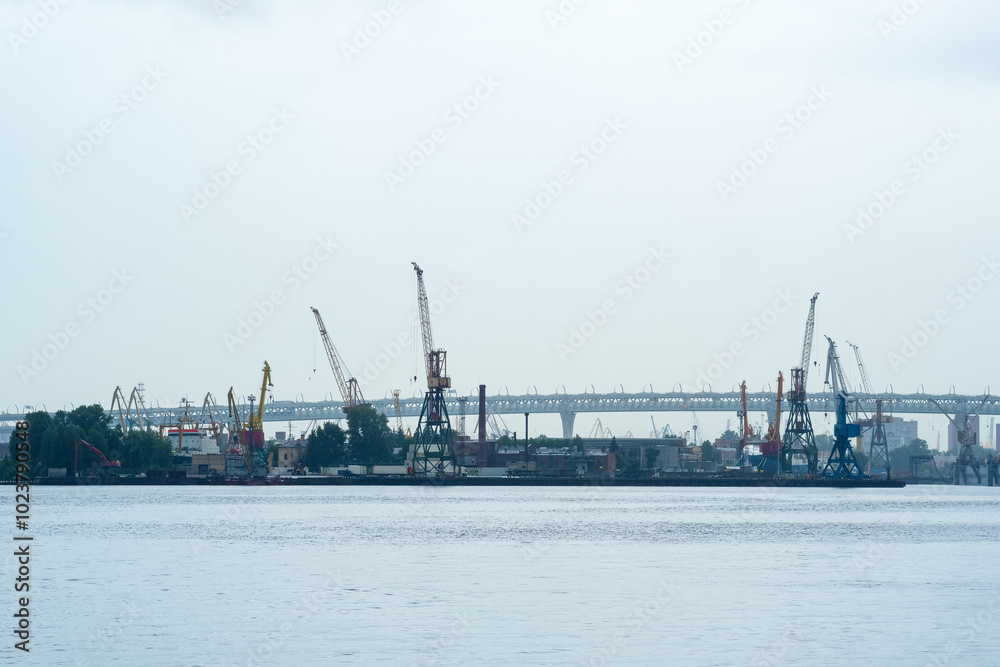 industrial landscape, cargo port on a cloudy day industrial landscape, cargo port on a cloudy day