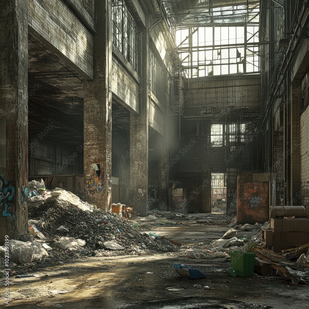 Abandoned Industrial Space with Waste Piles Abandoned Industrial Space with Waste Piles