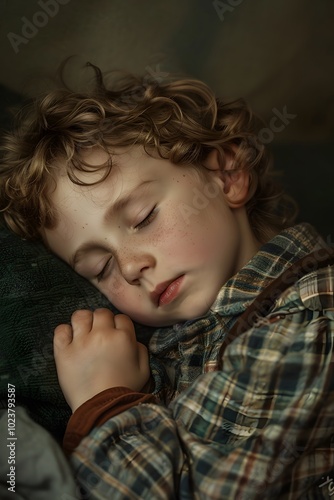 Portrait of a sleeping child in bed