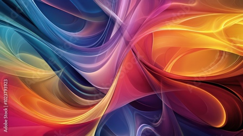 Artistic abstract desktop wallpaper with smooth, flowing curves in vivid colors