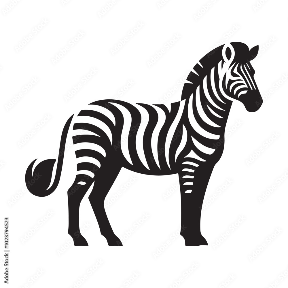 Fototapeta premium Black and white zebra icon illustration.