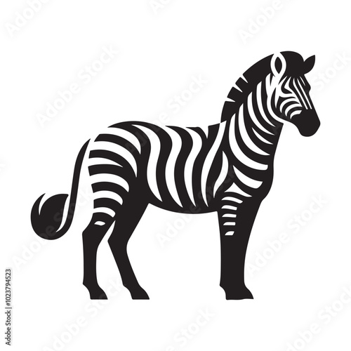 Black and white zebra icon illustration.